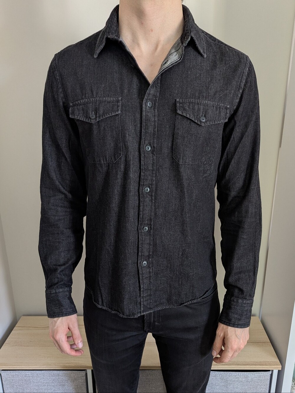 UNTUCKit Men's Black Button-Down Western Shirt